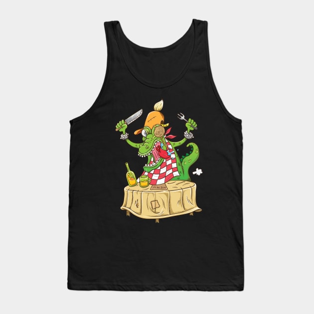 crocodile eating cartoon illustration Tank Top by Mako Design 